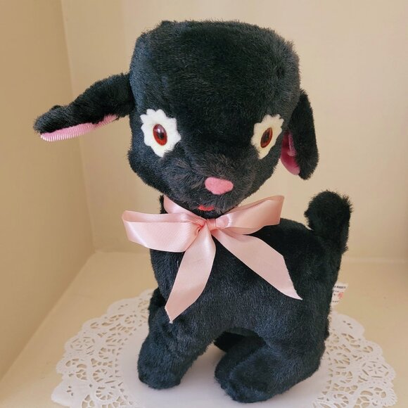 Vintage Black sheep lamb Plushie with bright button eyes. By Ideal Toy 12" Rare - Picture 1 of 6